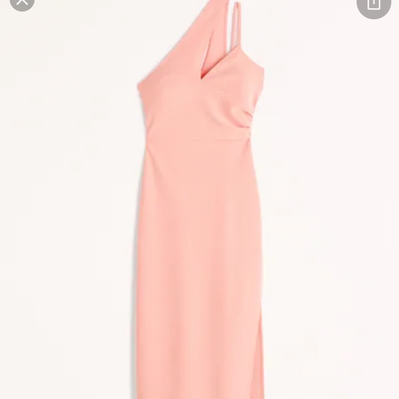 NWT Abercrombie and fitch Asymmetrical Ruched Maxi Dress in coral Size: Large - Picture 4 of 8
